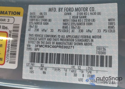 2023 Ford Bronco Sport Outer Banks из США, поврежденный, VIN 3FMCR9C66PRE00271